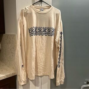 Crazy Shirts Hawaii Tribal Wave Print Coconut Dyed Long Sleeve Men’s Shirt 2XL